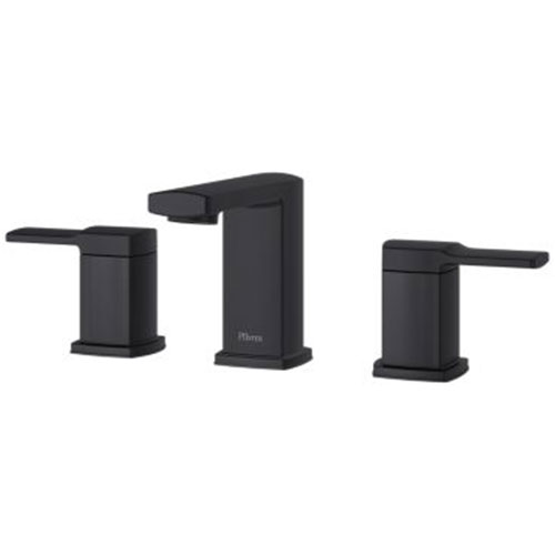 Pfister Deckard Collection 2-handle 8” faucet in matte black. Boise 23: Guest Bath Fixtures & Finishes