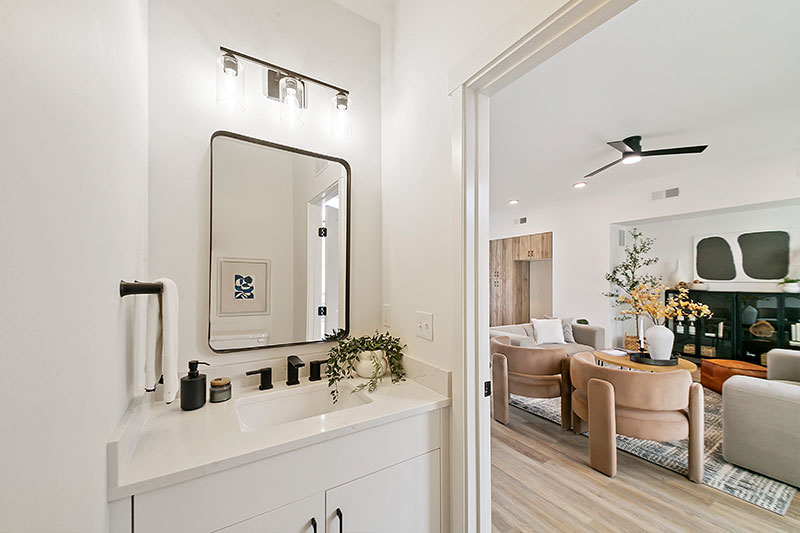 Second floor half bath and main living space